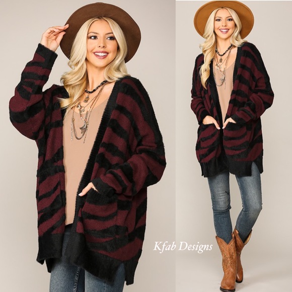 ❤️LAST 2! Super Soft Zebra Pattern Slouchy Cardigan w/Pockets! - Picture 4 of 8